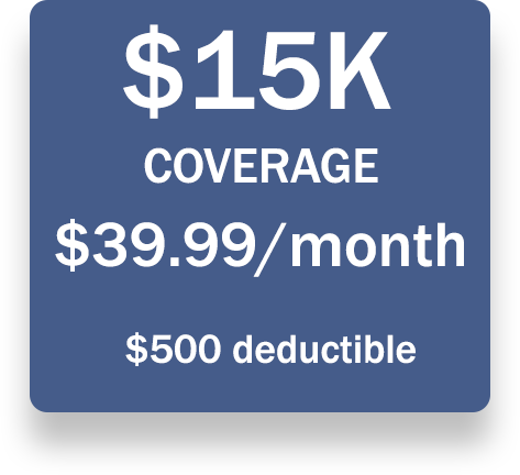15K coverage for $39.99