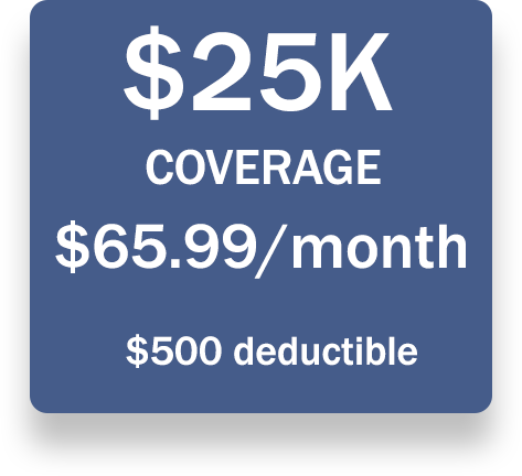 25K coverage for $65.99