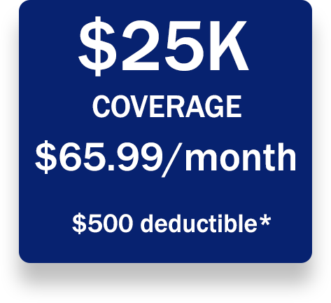 25K coverage for $65.99